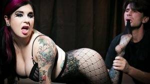 Tattooed slut in ripped pantyhose gives head and enjoys hard anal drilling on shefanatics.com