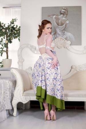 Solo model Ella Hughes releases her nice ass from vintage lingerie on shefanatics.com