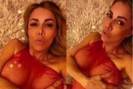 Emanuela Botto Sexy Fishnet Red Lingerie Tease Video on shefanatics.com