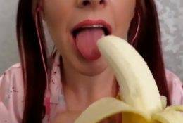 Flirty ASMR Banana Sucking Video on shefanatics.com