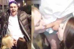 Drunk Fool Somehow Gets Two Sluts To Suck On His Dick In Public! on shefanatics.com