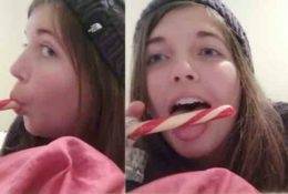 Lisa ASMR Candy Cane Sucking Video! on shefanatics.com