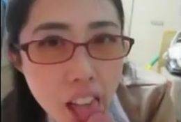 Brunette Asian Student gives Perfect Blowjob on shefanatics.com