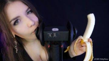 KittyKlaw ASMR Banana 3 Dio Licking Mouth Sounds Video on shefanatics.com