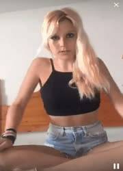 Cute blonde in shorts on shefanatics.com