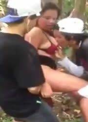 Brazilians fuck teen in the forest - Brazil on shefanatics.com