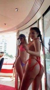 Malu Trevejo Red Lingerie Dancing thothub on shefanatics.com