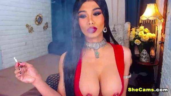 Super Hot Shemale Fucks Her Self on shefanatics.com