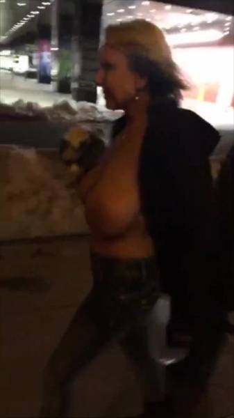 Naughty Alysha public street boobs flashing on snapchat premium xxx porn videos on shefanatics.com