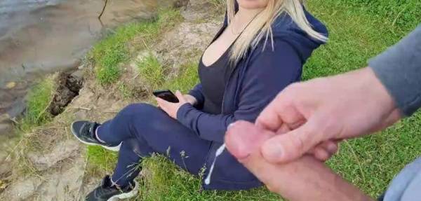 Man flashes cock in public and cumshot near blonde girl on shefanatics.com