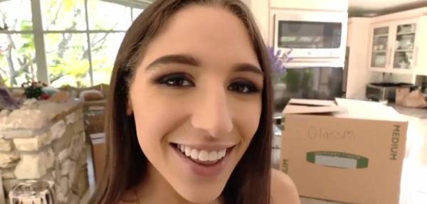 POV Hot brunette DT anal - cum on Abella Danger's ass on shefanatics.com