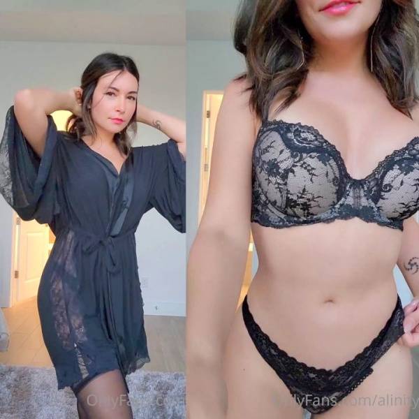 Alinity Black Lace Robe Strip Tease Onlyfans Video Leaked on shefanatics.com