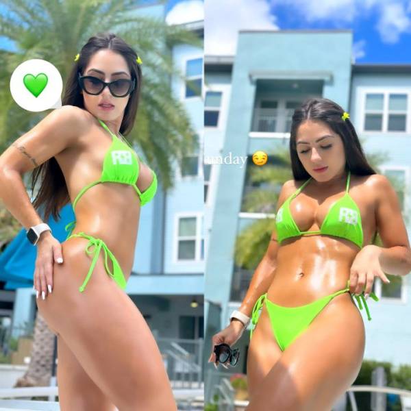 Giovanna Eburneo Green Bikini Posing Video Leaked - Brazil on shefanatics.com